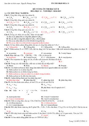 Đề cương ôn thi học kỳ II môn Hóa học Lớp 11  Năm học 2018-2019 - Nguyễn Hoàng Nam